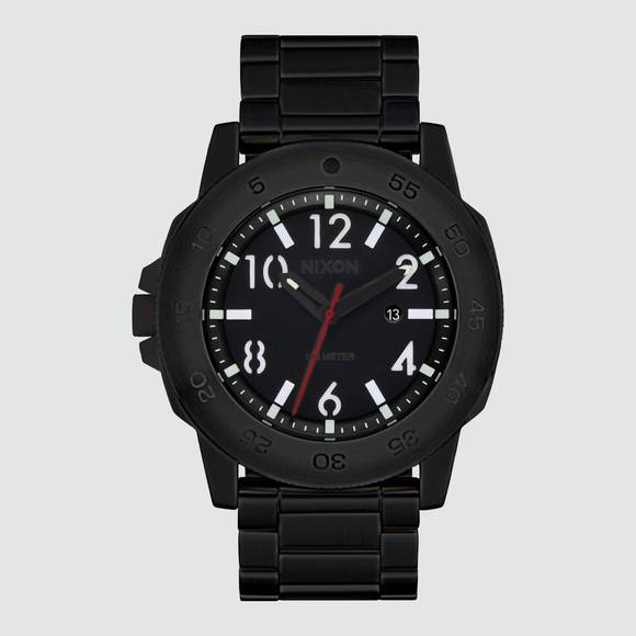 NEW NIXON men's smyth 44 water resistant analog watch in super black/black - Picture 1 of 5